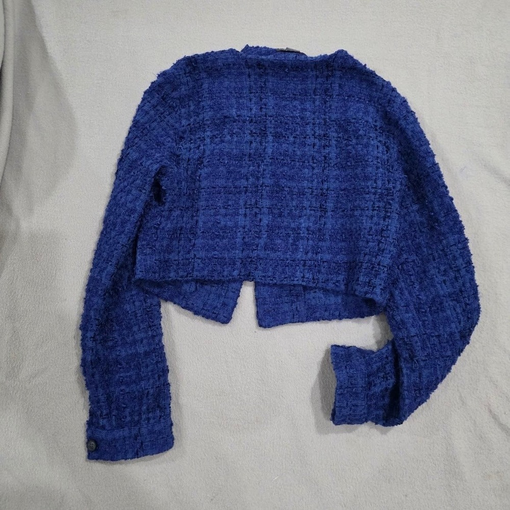 Maeve by Anthropologie Royal Blue Cropped Tweed Jacket Blazer OB1856164 XS - Picture 6 of 7